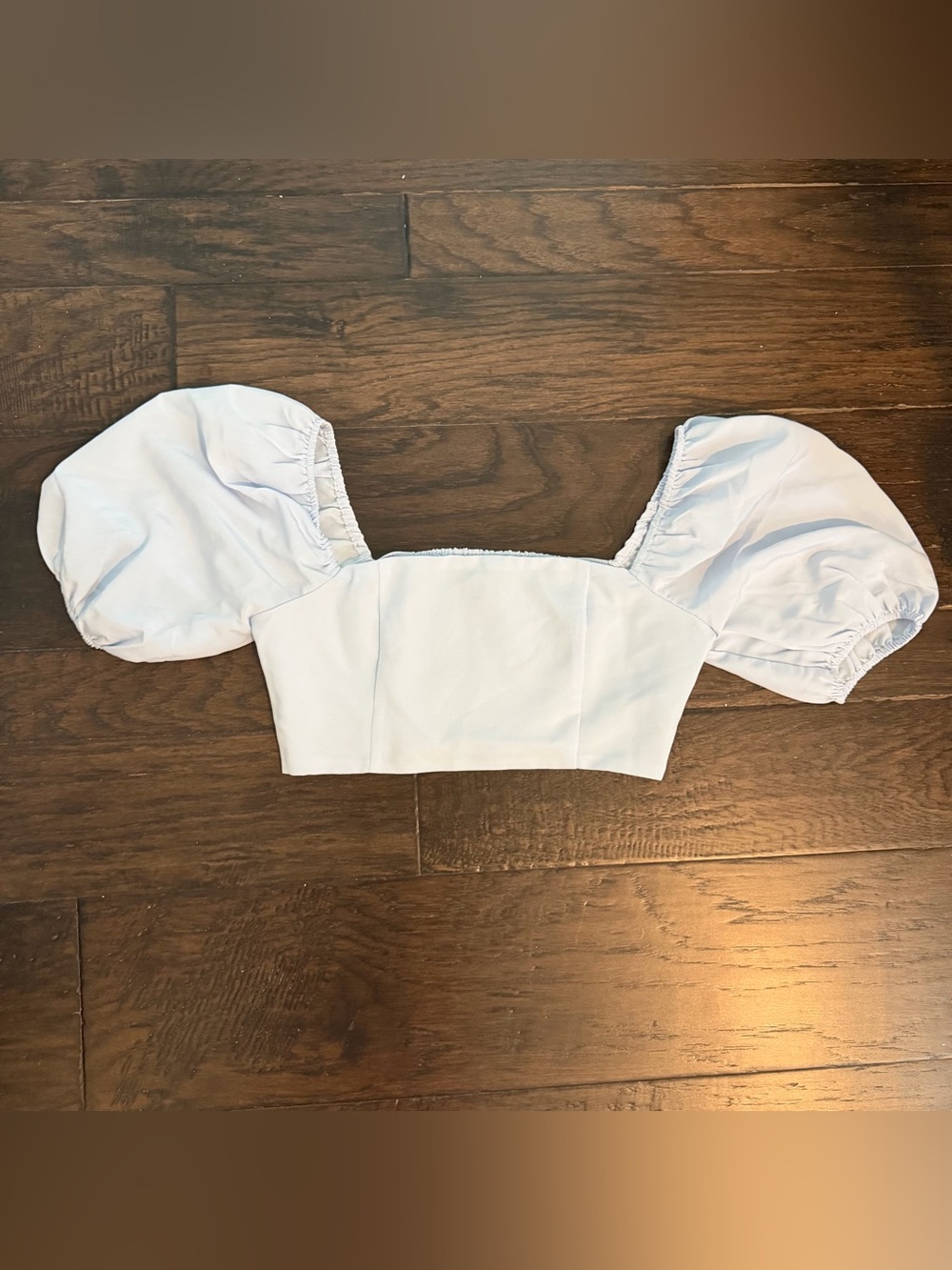 Forever 21 Light Blue Puff Sleeve Crop Top